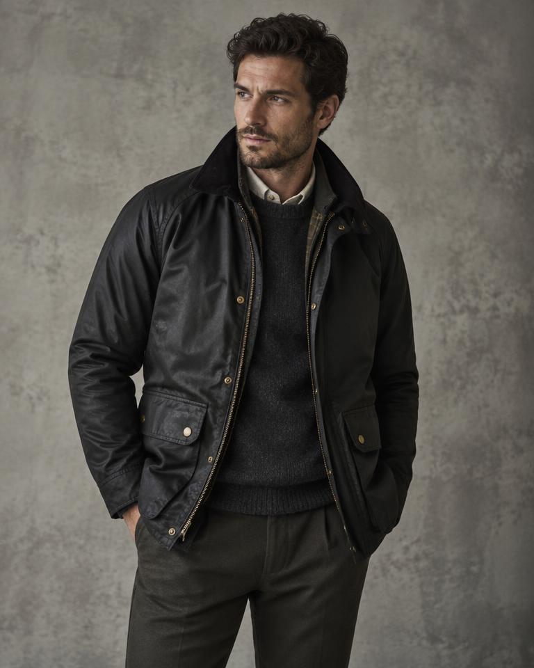 Man wearing an olive field jacket
